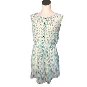 2/$30 Umgee Blouse Womens Large Sleeveless Sheer Green Tunic Drawstring Waist Pu